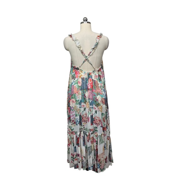 Anthropologie Pink Combo Patchwork Floral Ruffle Strap Maxi Dress Womens Size M - Picture 3 of 10
